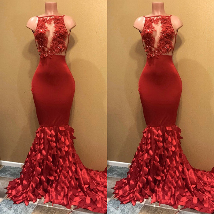 Modest Mermaid Sleeveless Prom Dress-misshow.com