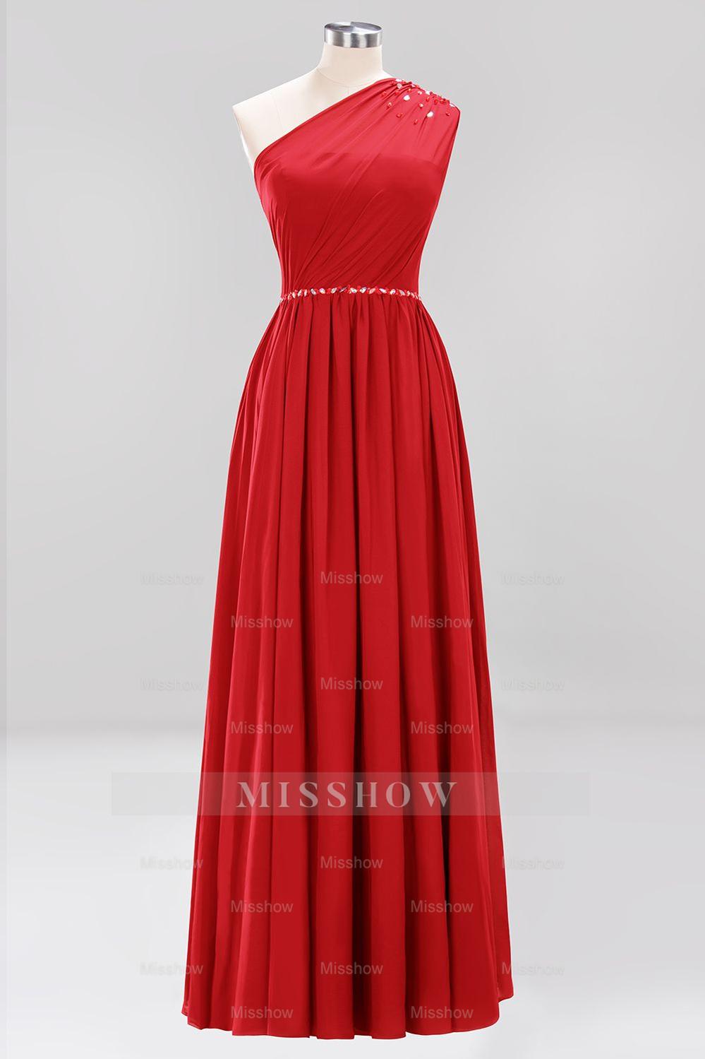 Modest One-shoulder Royal Blue Affordable Bridesmaid Dresses with Beadings Modest One-shoulder Royal Blue Affordable Bridesmaid Dresses with Beadings