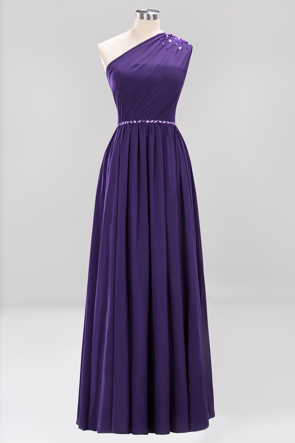 one shoulder royal blue bridesmaid dresses Bow One-Shoulder Satin Trumpet Gown in Blue