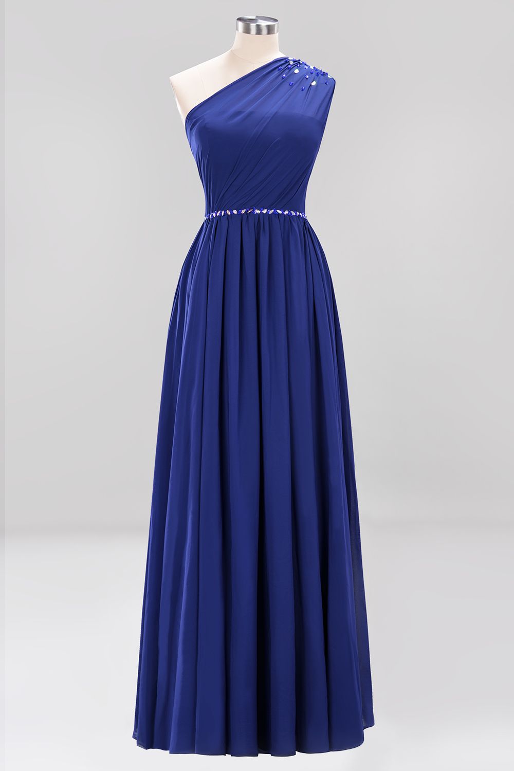 Modest One-shoulder Royal Blue Affordable Bridesmaid Dresses with Beadings Modest One-shoulder Royal Blue Affordable Bridesmaid Dresses with Beadings