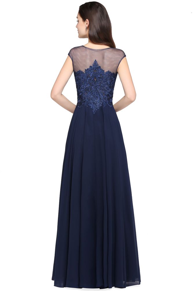 MISSHOW offers gorgeous Dark Navy Jewel party dresses with delicately handmade Appliques in size 0-26W. Shop Floor-length prom dresses at affordable prices.