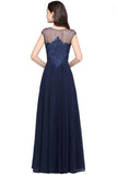 MISSHOW offers gorgeous Dark Navy Jewel party dresses with delicately handmade Appliques in size 0-26W. Shop Floor-length prom dresses at affordable prices.