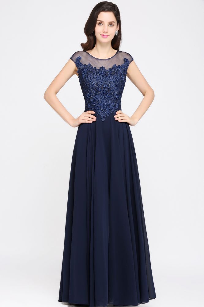 MISSHOW offers gorgeous Dark Navy Jewel party dresses with delicately handmade Appliques in size 0-26W. Shop Floor-length prom dresses at affordable prices.