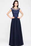 MISSHOW offers gorgeous Dark Navy Jewel party dresses with delicately handmade Appliques in size 0-26W. Shop Floor-length prom dresses at affordable prices.