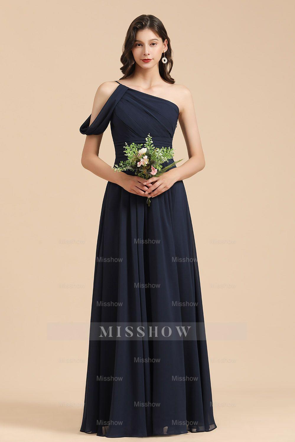 New Arrival Black One Shoulder A-line Long Bridesmaid Dresses New Arrival Black One Shoulder A-line Long Bridesmaid Dresses