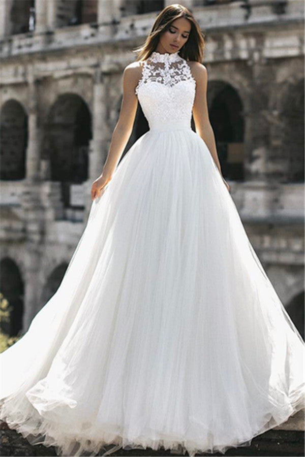 Find this Chic Deep V-neck White Wedding Dressat Misshow, available in everyone color and size you could possibly imagine, which makes picking out the perfect prom dress for your big day easily!
