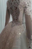 New Arrival Long Sleeves Mermaid Wedding Dress with Overskirt-misshow.com