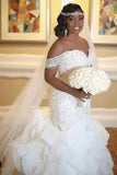New Arrival Off-the-Shoulder Appliques Sleeveless Mermaid Lace Wedding Dress
