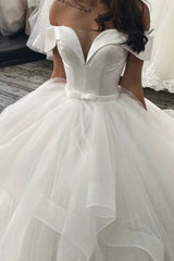 Find this Chic Deep V-neck White Wedding Dressat Misshow, available in everyone color and size you could possibly imagine, which makes picking out the perfect prom dress for your big day easily!