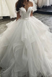 New Arrival Off-the-Shoulder Princess Puffy Layers Wedding Dress