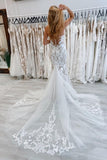 New Long Mermaid Off-the-shoulder Lace Sleeveless Wedding Dresses-misshow.com