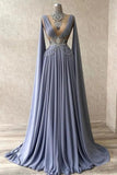 Noble high neck sleeveless a-line 100D-chiffen prom dresses with beads-misshow.com