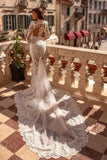 Noble highneck longsleeves mermaid lace Wedding dresses-misshow.com