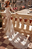Noble highneck longsleeves mermaid lace Wedding dresses-misshow.com