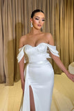 Noble sweetheart cap sleeves column satin prom dresses split front-misshow.com