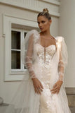 Noble sweetheart sleeveless mermaid lace Wedding dresses-misshow.com