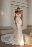 Noble sweetheart sleeveless mermaid lace Wedding dresses-misshow.com