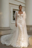 Noble sweetheart sleeveless mermaid lace Wedding dresses-misshow.com