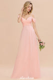 Looking for Bridesmaid Dresses in 100D Chiffon, A-line style, and Gorgeous Lace work  MISSHOW has all covered on this elegant Off Shoulde straps Aline Bridesmaid Dress Chiffon Maid of Honor Dress.