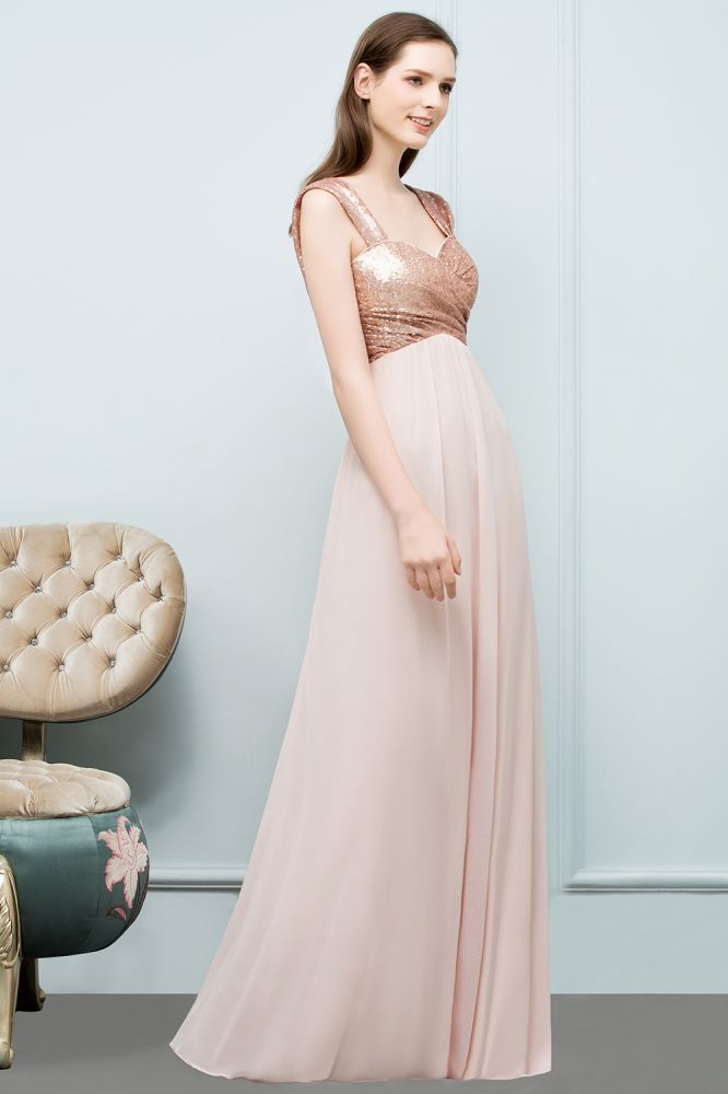 MISSHOW offers Off-shoulder A-line Sweetheart Spaghetti Long Sequins Chiffon Prom Dresses at a cheap price from Rose Gold, 30D Chiffon,Sequined to A-line Floor-length hem. Stunning yet affordable Sleeveless Prom Dresses,Evening Dresses.