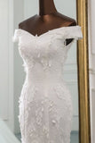 Off Shoulder Lace-up Applique Pretty Mermaid Elegant Wedding Dresses