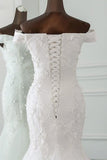 Off Shoulder Lace-up Applique Pretty Mermaid Elegant Wedding Dresses