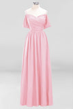 MISSHOW offers Off-the-Shoulder A-line Chiffon Bridesmaid Dress Floor-Length Wedding Guest Dress at a good price from Misshow