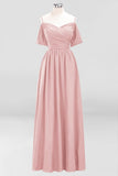 MISSHOW offers Off-the-Shoulder A-line Chiffon Bridesmaid Dress Floor-Length Wedding Guest Dress at a good price from Misshow