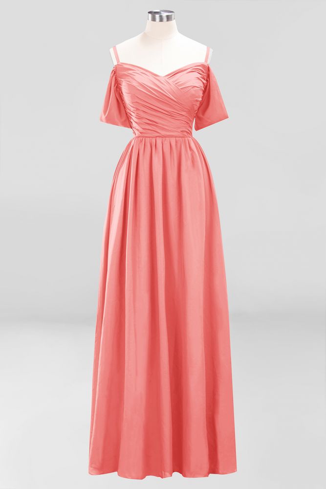 Off-the-Shoulder A-line Chiffon Bridesmaid Dress Floor-Length Wedding Guest Dress | MISSHOW Off-the-Shoulder A-line Chiffon Bridesmaid Dress Floor-Length Wedding Guest Dress | MISSHOW