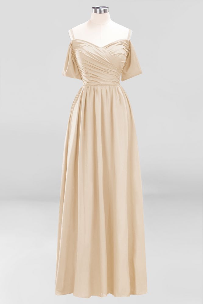 Off-the-Shoulder A-line Chiffon Bridesmaid Dress Floor-Length Wedding Guest Dress | MISSHOW Off-the-Shoulder A-line Chiffon Bridesmaid Dress Floor-Length Wedding Guest Dress | MISSHOW