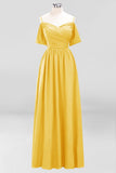 MISSHOW offers Off-the-Shoulder A-line Chiffon Bridesmaid Dress Floor-Length Wedding Guest Dress at a good price from Misshow