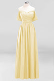 MISSHOW offers Off-the-Shoulder A-line Chiffon Bridesmaid Dress Floor-Length Wedding Guest Dress at a good price from Misshow