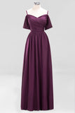 MISSHOW offers Off-the-Shoulder A-line Chiffon Bridesmaid Dress Floor-Length Wedding Guest Dress at a good price from Misshow