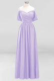 MISSHOW offers Off-the-Shoulder A-line Chiffon Bridesmaid Dress Floor-Length Wedding Guest Dress at a good price from Misshow