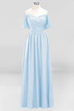 MISSHOW offers Off-the-Shoulder A-line Chiffon Bridesmaid Dress Floor-Length Wedding Guest Dress at a good price from Misshow