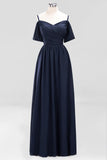 MISSHOW offers Off-the-Shoulder A-line Chiffon Bridesmaid Dress Floor-Length Wedding Guest Dress at a good price from Misshow