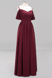 MISSHOW offers Off-the-Shoulder A-line Chiffon Bridesmaid Dress Floor-Length Wedding Guest Dress at a good price from Misshow