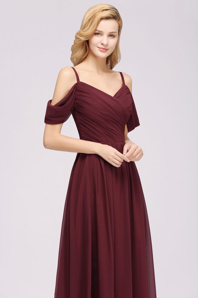 MISSHOW offers Off-the-Shoulder A-line Chiffon Bridesmaid Dress Floor-Length Wedding Guest Dress at a good price from Misshow