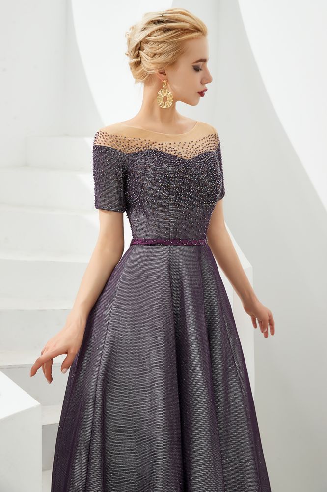 Off the Shoulder Aline Evening Swing Dress Beading sequins Lace up Party Dress MISSHOW misshow