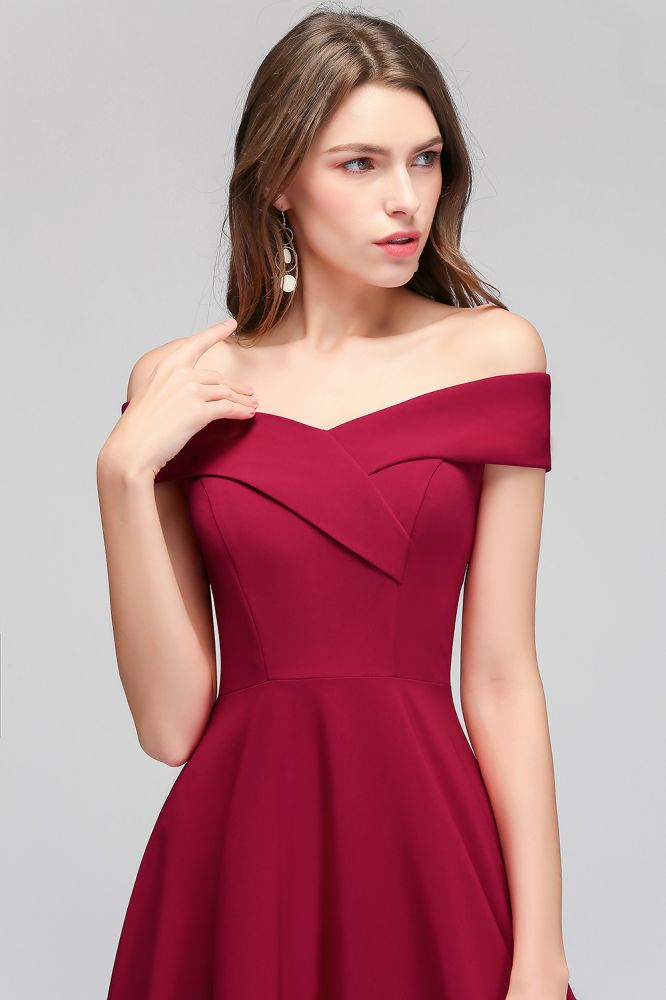 MISSHOW offers Off-the-shoulder Floor Length Burgundy Party Dress at a good price from Dusty Rose,Burgundy,Dark Navy,Stretch Satin to A-line Floor-length them. Stunning yet affordable Cap Sleeves Prom Dresses,Bridesmaid Dresses.