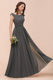 Off the Shoulder Front Side Split Bridesmaid Dress A-line Wedding Guest Dress-misshow.com