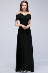 MISSHOW offers Off-the-shoulder Sleeveless Floor-Length A-line Bridesmaid Dresses Chiffon Lace V-Neck Prom Dress at a good price from 100D Chiffon to A-line Floor-length them. Lightweight yet affordable home,beach,swimming useBridesmaid Dresses.