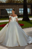 Off-the-Shoulder Sweetheart Ball Gown Satin Sleeveless Garden Bridal Dress