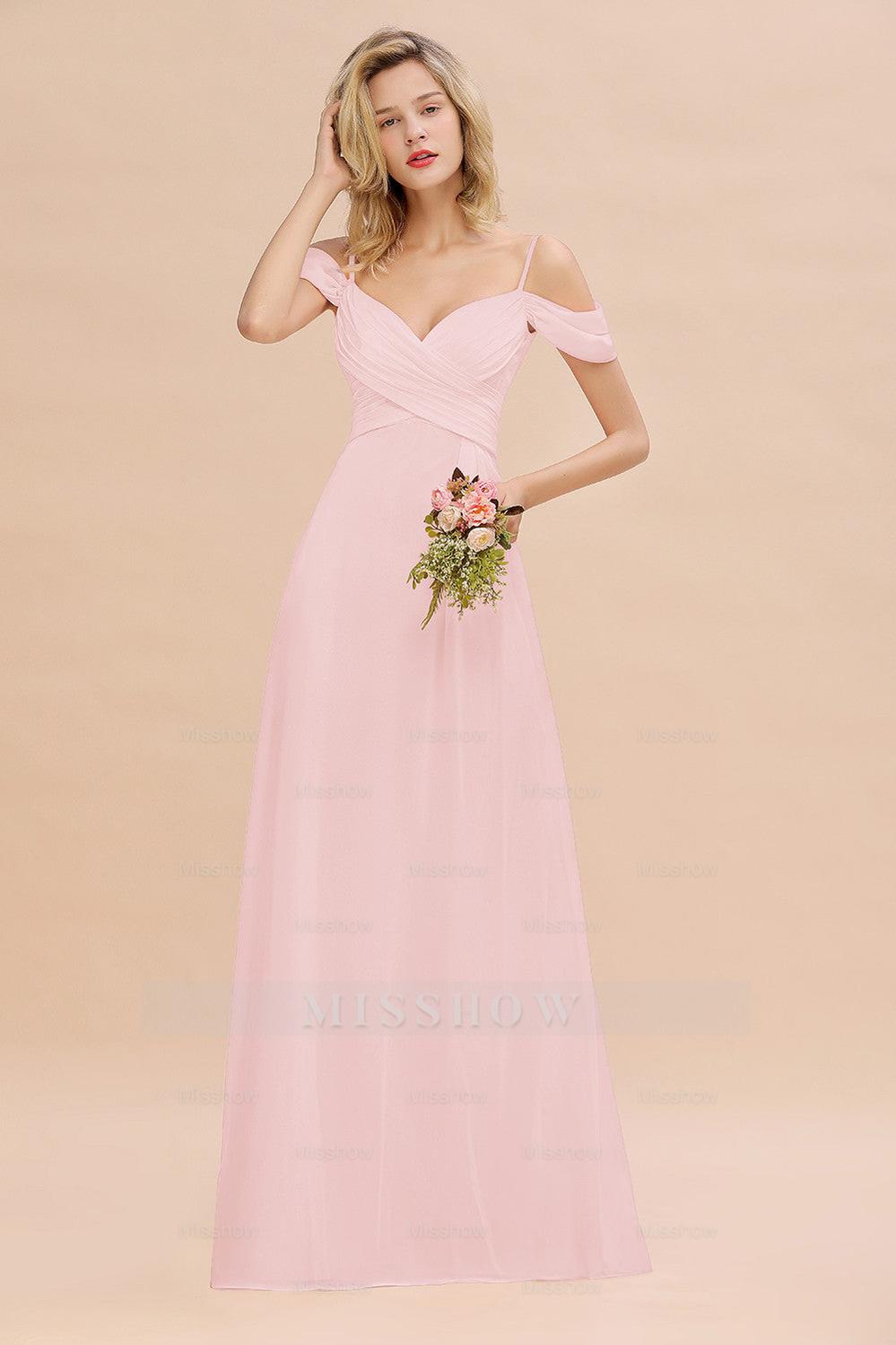 Off-the-Shoulder Sweetheart Ruched Long Bridesmaid Dresses misshow.com Off-the-Shoulder Sweetheart Ruched Long Bridesmaid Dresses misshow.com