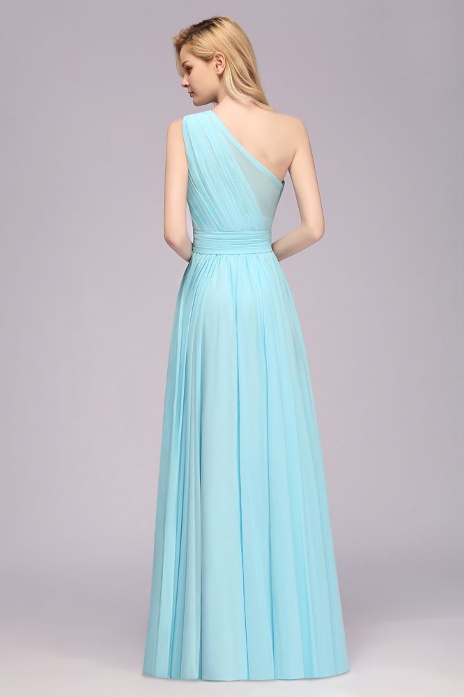 One Shoulder A-line Hi-lo Chiffon Bridesmaid Dresses for Women-misshow.com