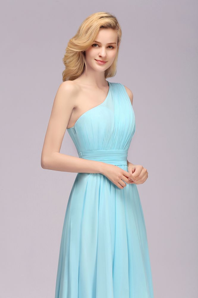 One Shoulder A-line Hi-lo Chiffon Bridesmaid Dresses for Women-misshow.com