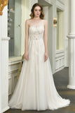 One Shoulder Aline Tulle Wedding Dress Sleeveless Spring Beach Bridal Gown