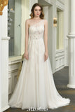 One Shoulder Aline Tulle Wedding Dress Sleeveless Spring Beach Bridal Gown