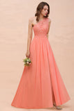 One Shoulder Floral Bridesmaid Dress Side Split Formal Wedding Guest Dress with Pocket-misshow.com