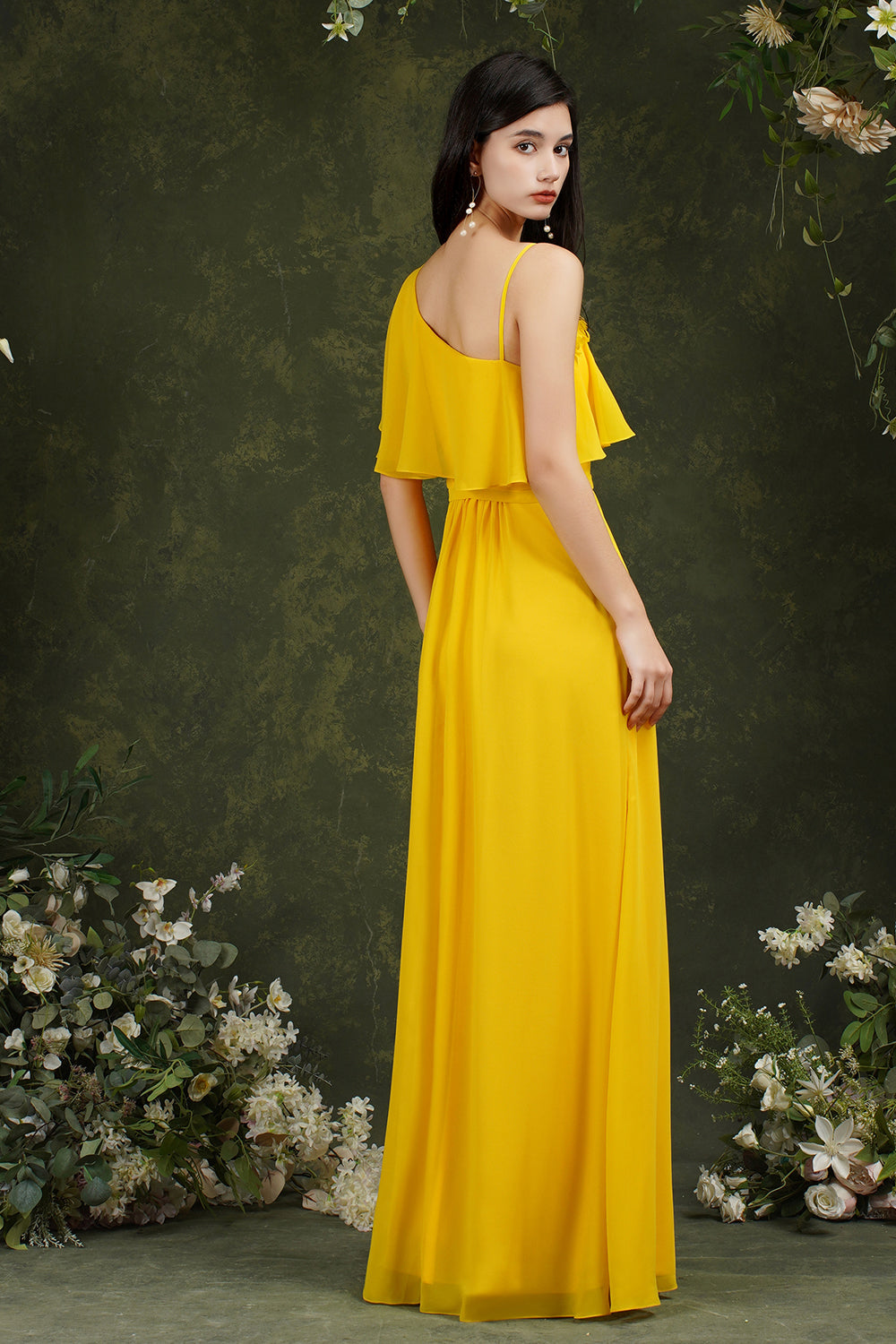 One Shoulder Ruffles Bridesmaid Dresses Long With Slit One Shoulder Ruffles Bridesmaid Dresses Long With Slit